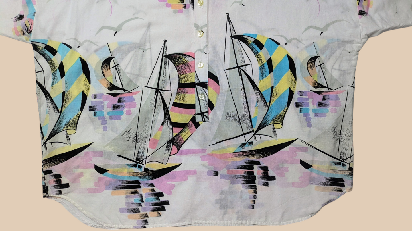 80s Lori Of California Boat Graphic Top