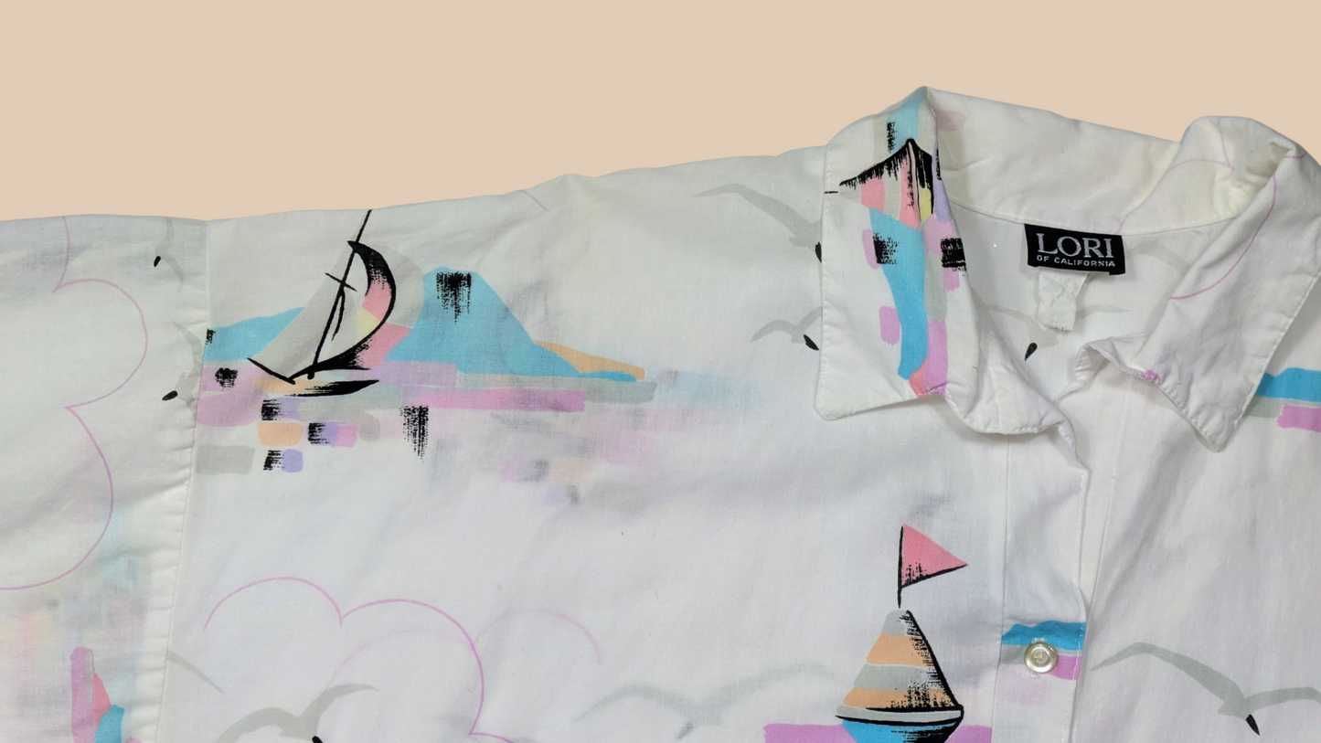 80s Lori Of California Boat Graphic Top