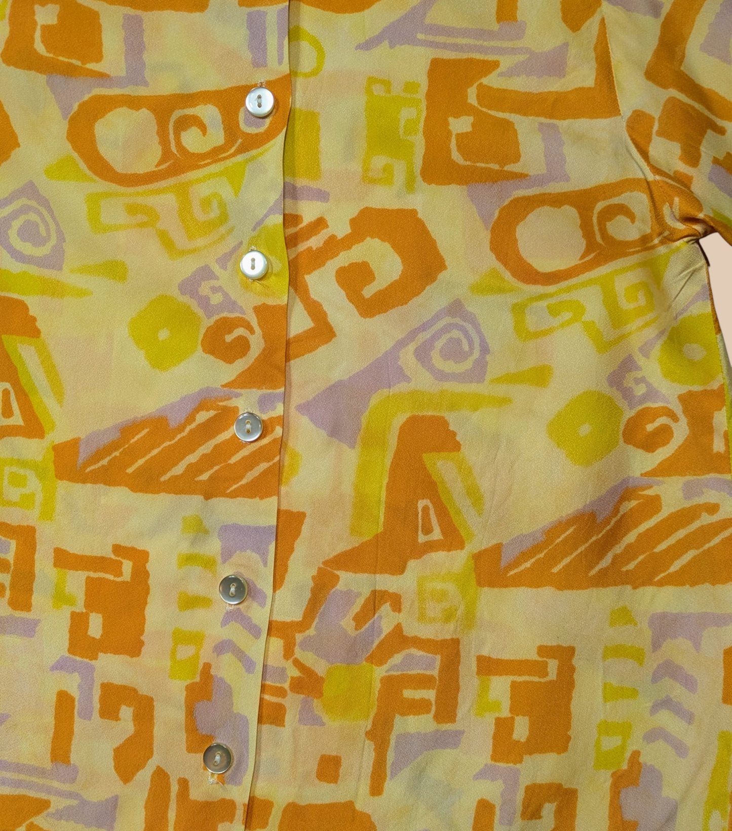 60s Abstract Print Button-Up Shirt