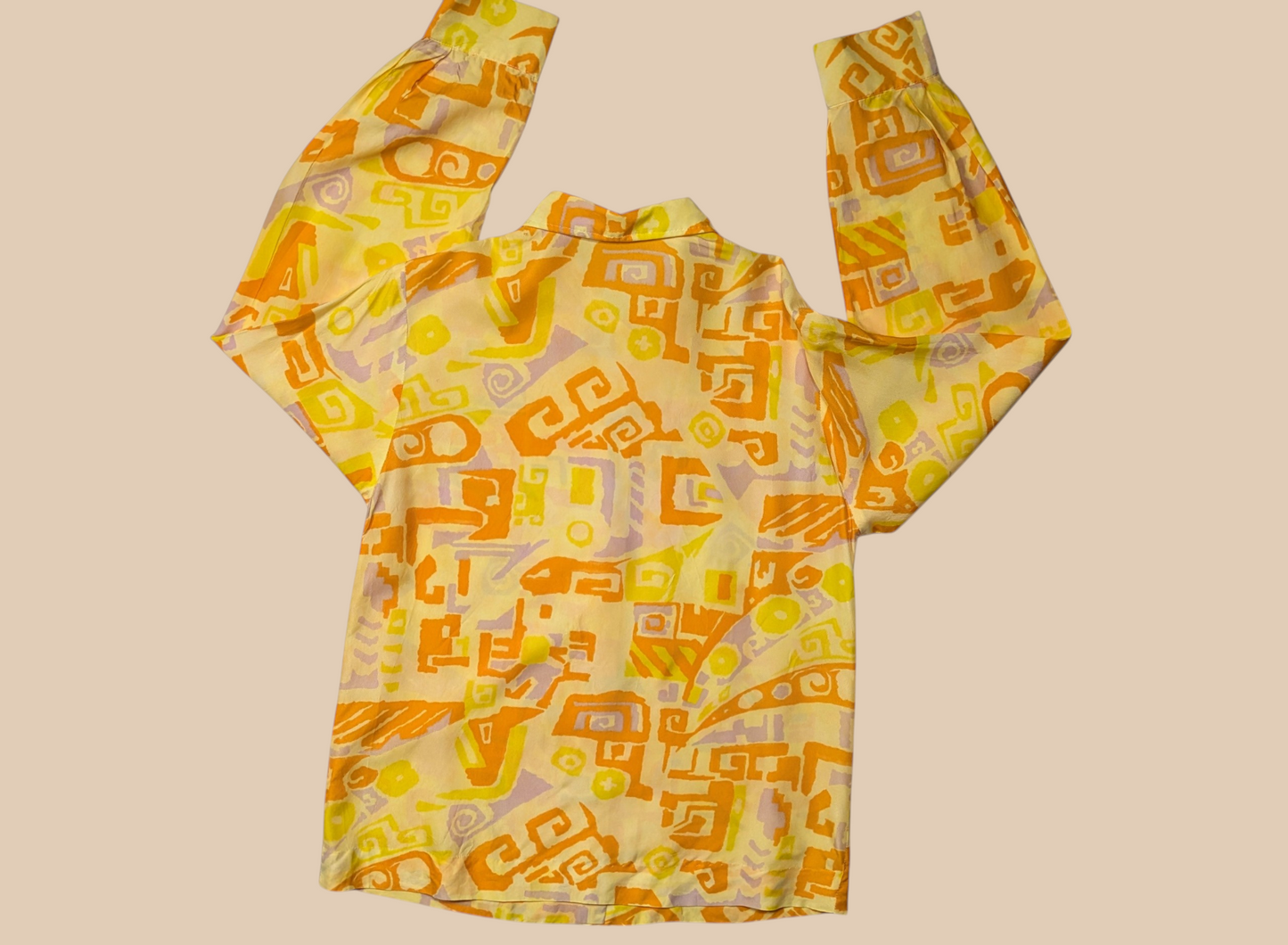 60s Abstract Print Button-Up Shirt