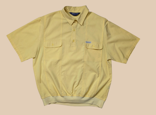 80s Members Only Passport Yellow Collared Top