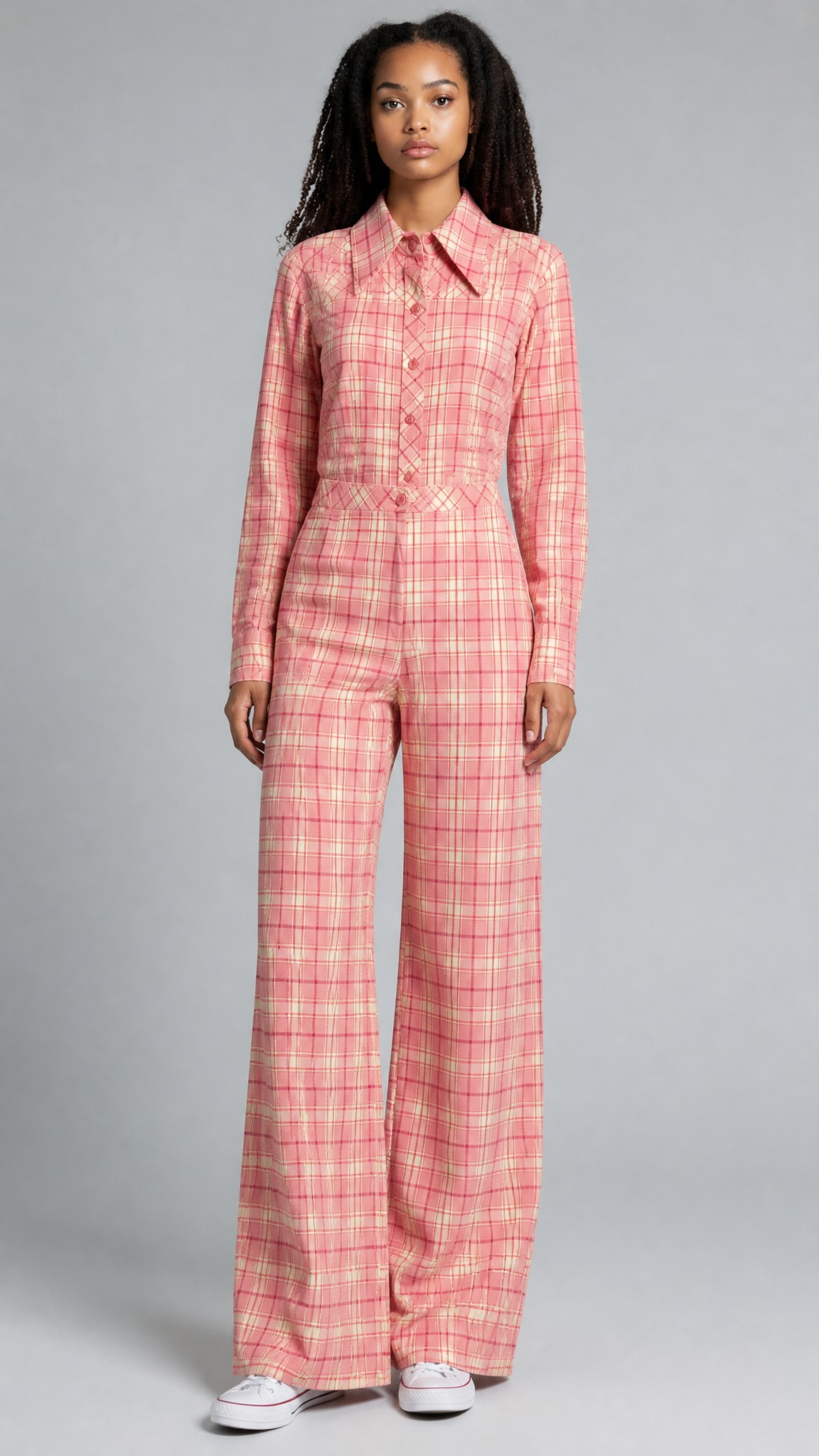 70s Pink Plaid Leisure 3 Piece Set