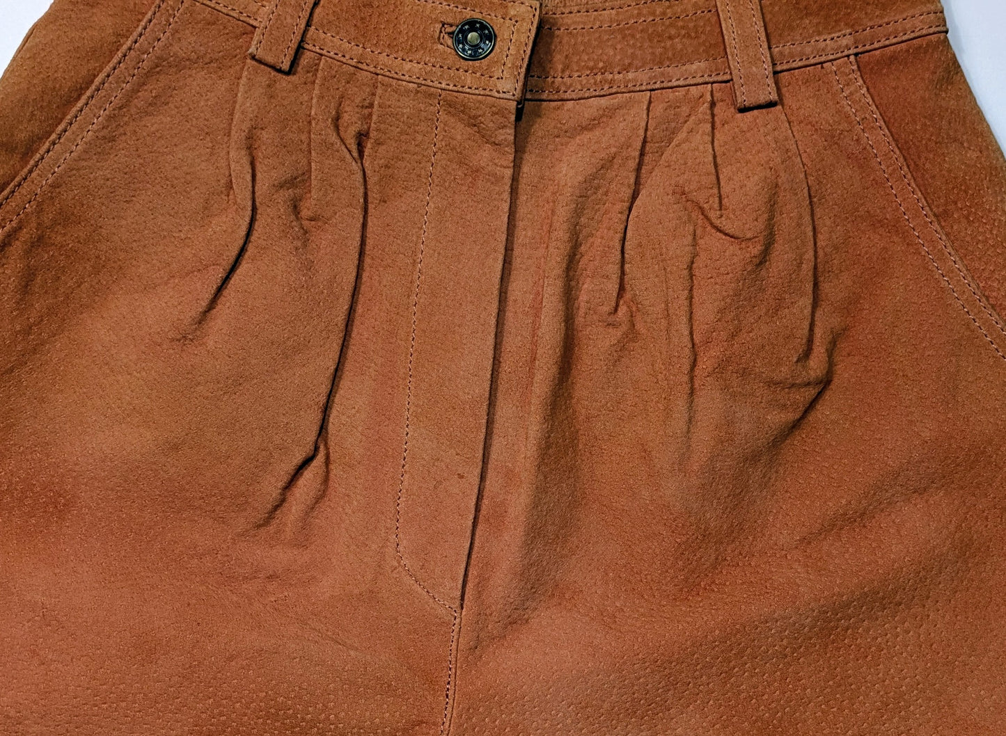 90s Don't Stop Orange Suede High-waist Shorts