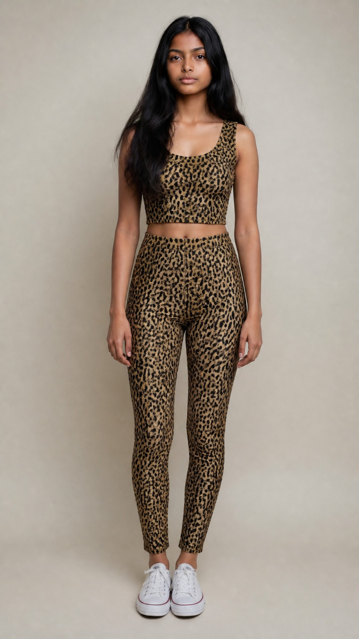 80s Parklane Leopard Print Crop Top and leggings Set