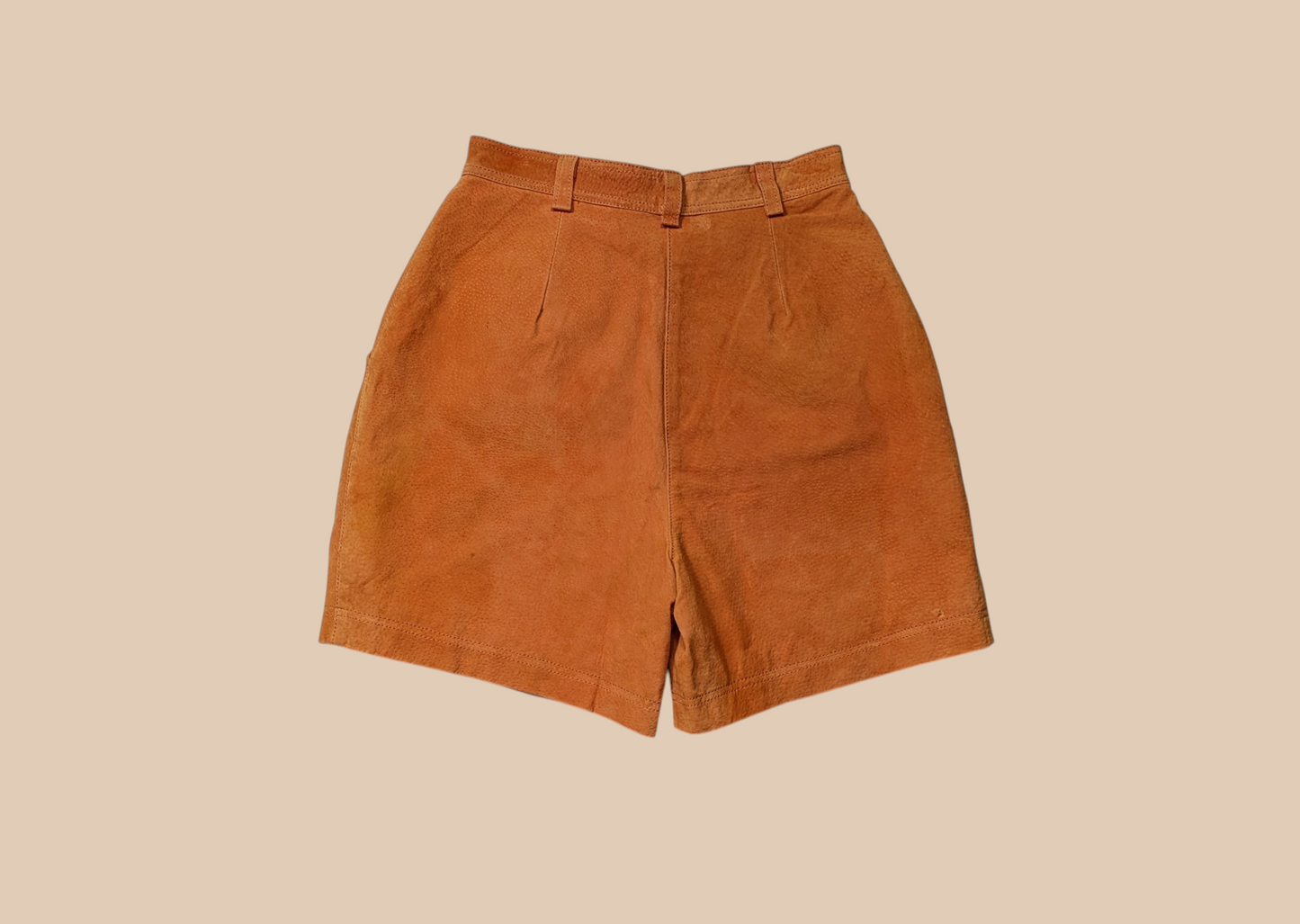 90s Don't Stop Orange Suede High-waist Shorts