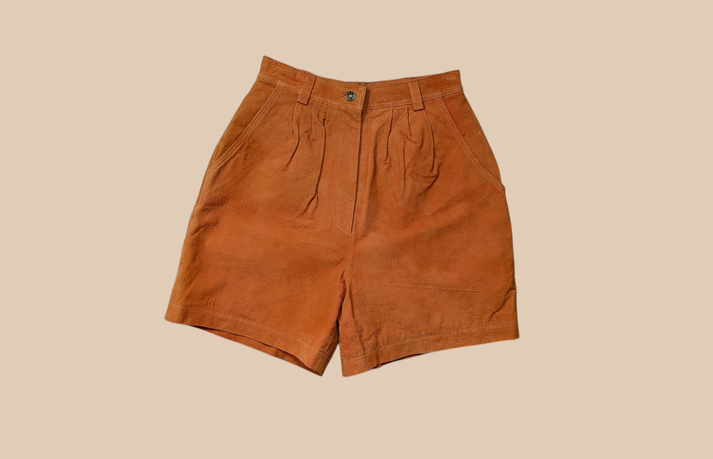 90s Don't Stop Orange Suede High-waist Shorts