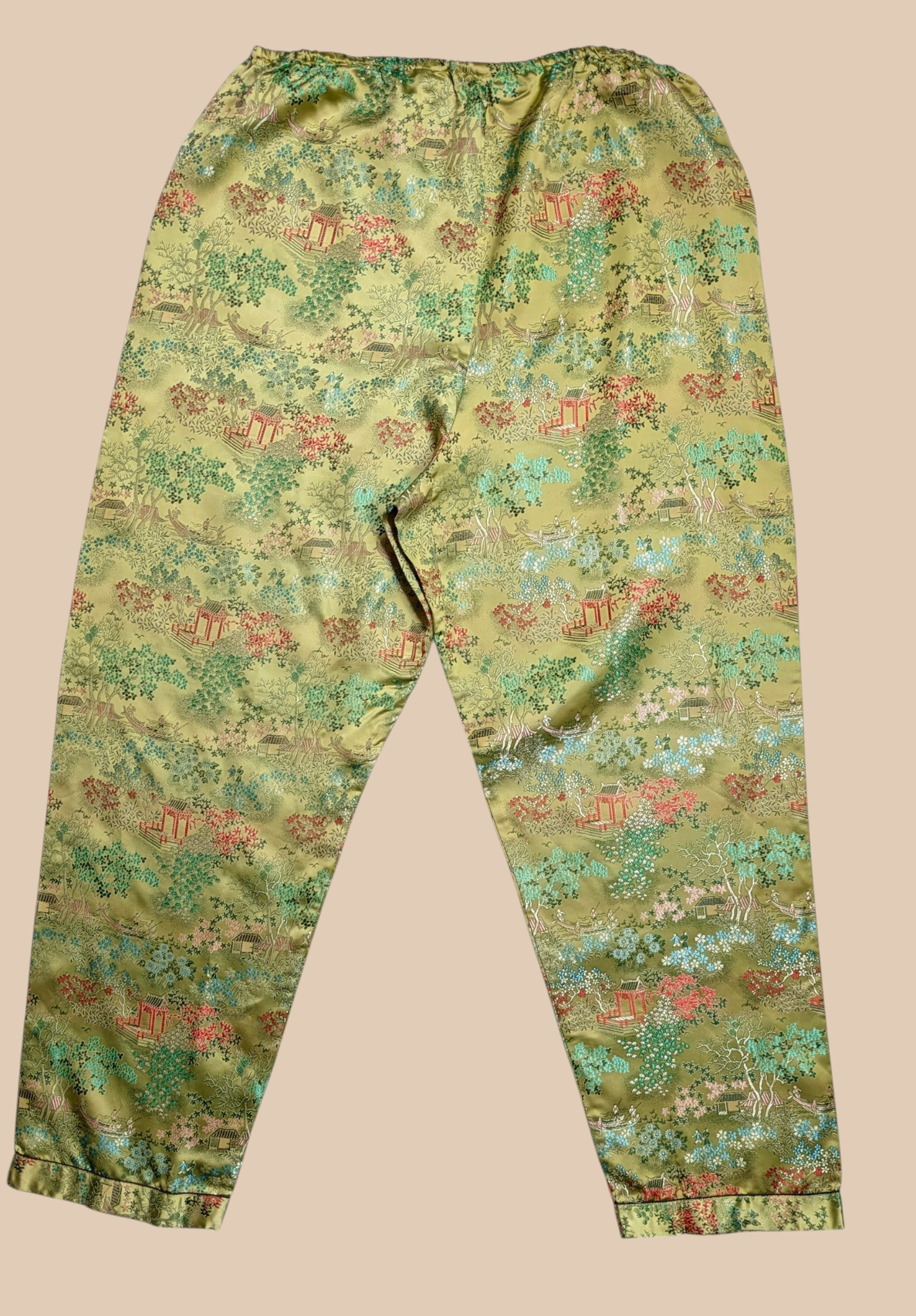 60s Longevity Asian  Silk  Pajama Set