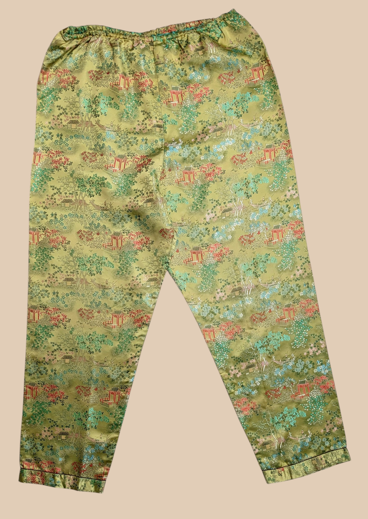 60s Longevity Asian  Silk  Pajama Set