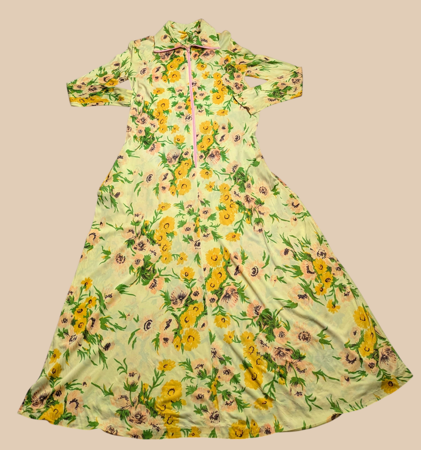 70s Floral long House Dress