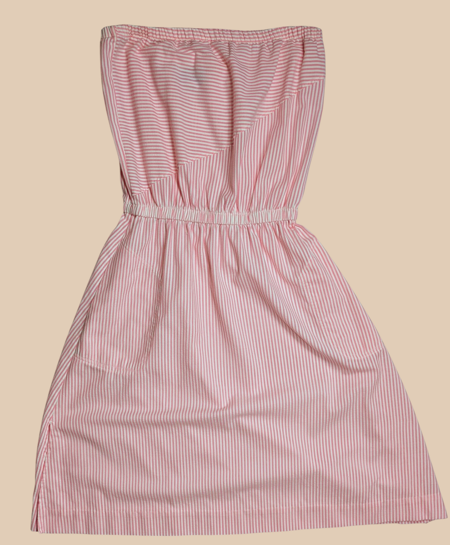 80s Water, Water Every Wear Strapless Pink and White Dress