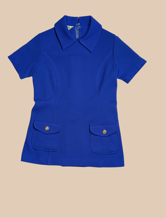 60s Miss Holly Royal Blue Mod Dress
