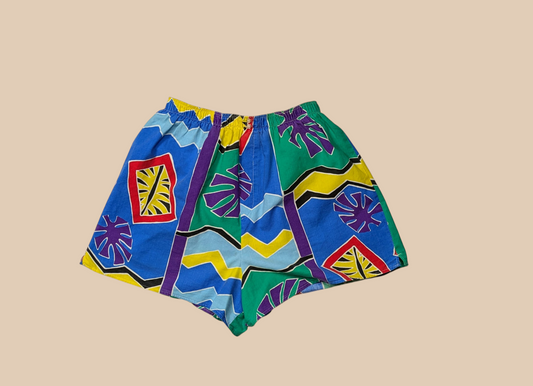 80s Colorful Tropical Print Shorts