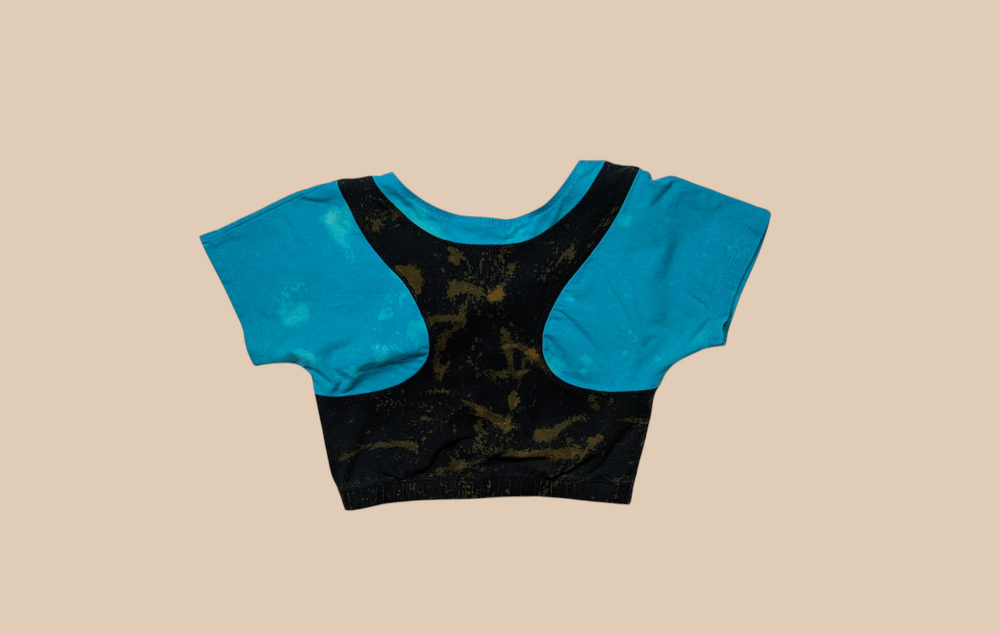 1996 Atlanta Olympic Bleached Out Black and Blue Crop Top and Biker Shorts Set