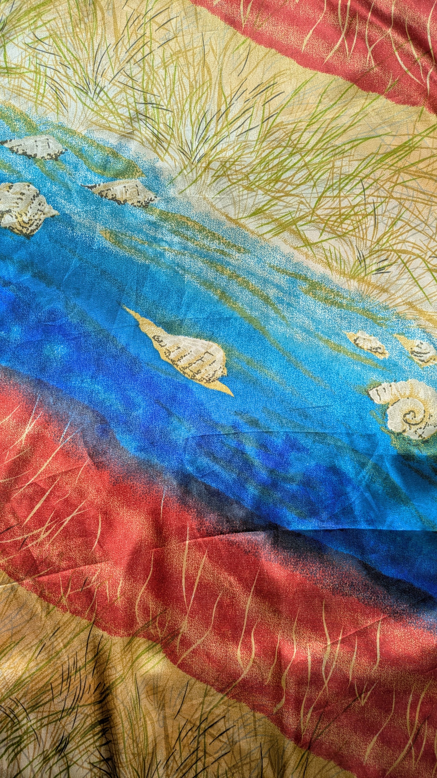 80s Winlar Seashell-Print Satin Kaftan