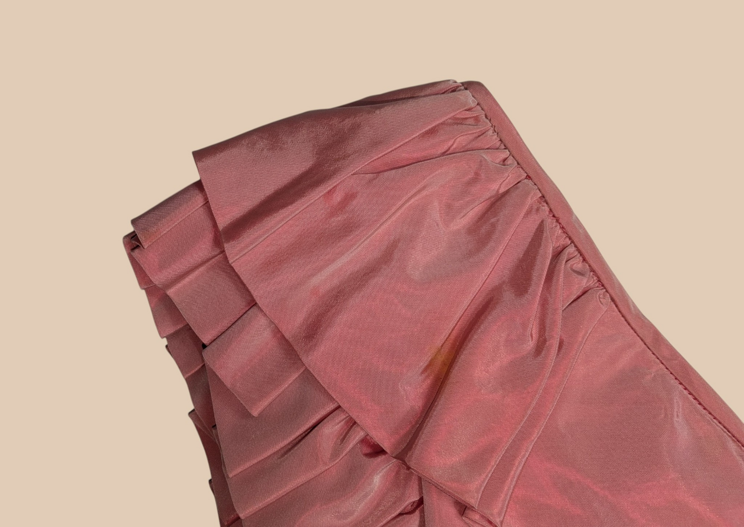 80s Pink Taffeta Basque-Waist Prom Dress
