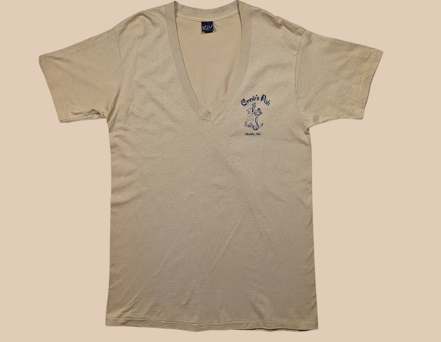 70s Crew's Pub Mobile Ala Single Stitch V-neck Tee