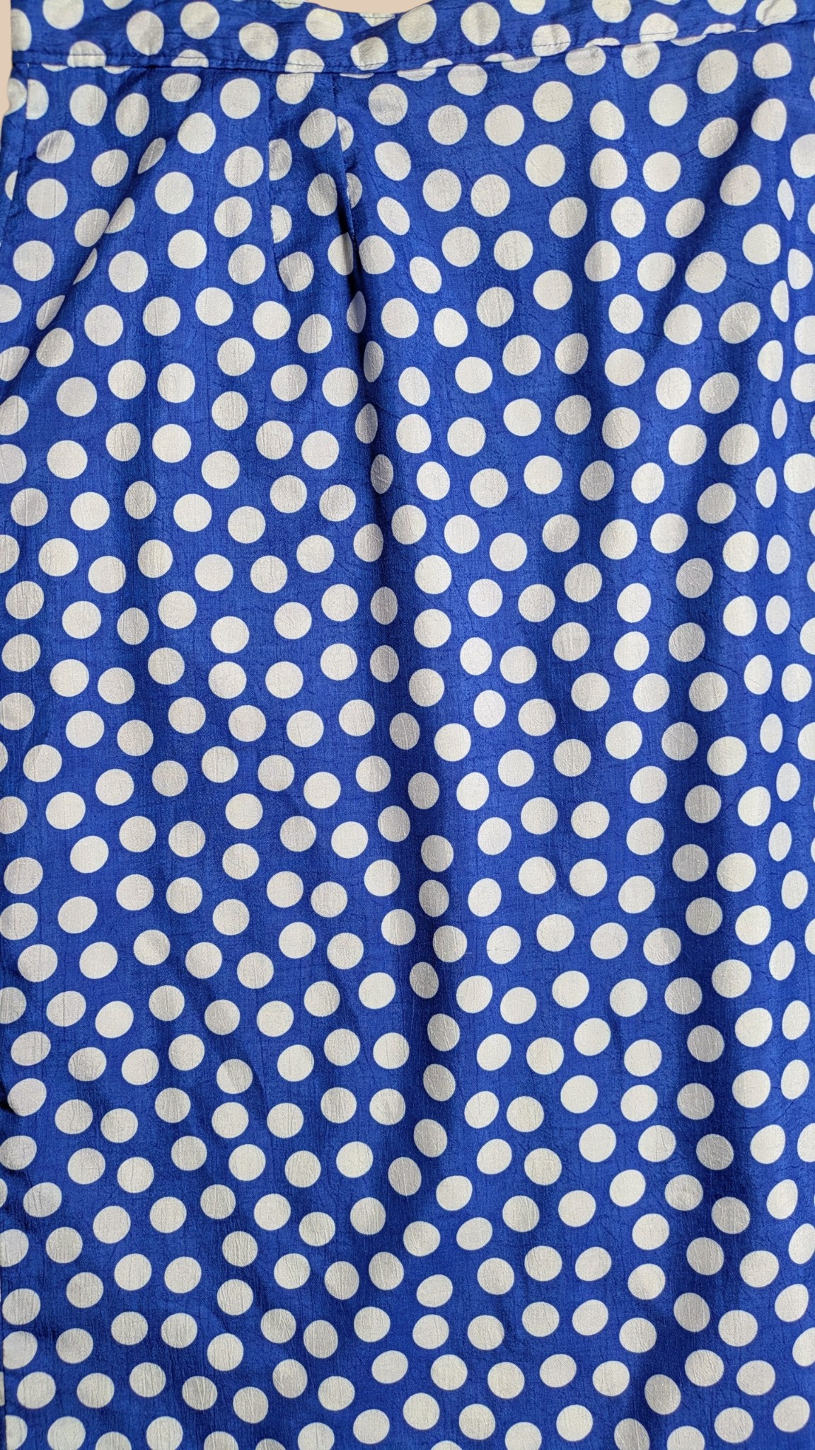 80s Blue Pencil Skirt with White Polka Dots