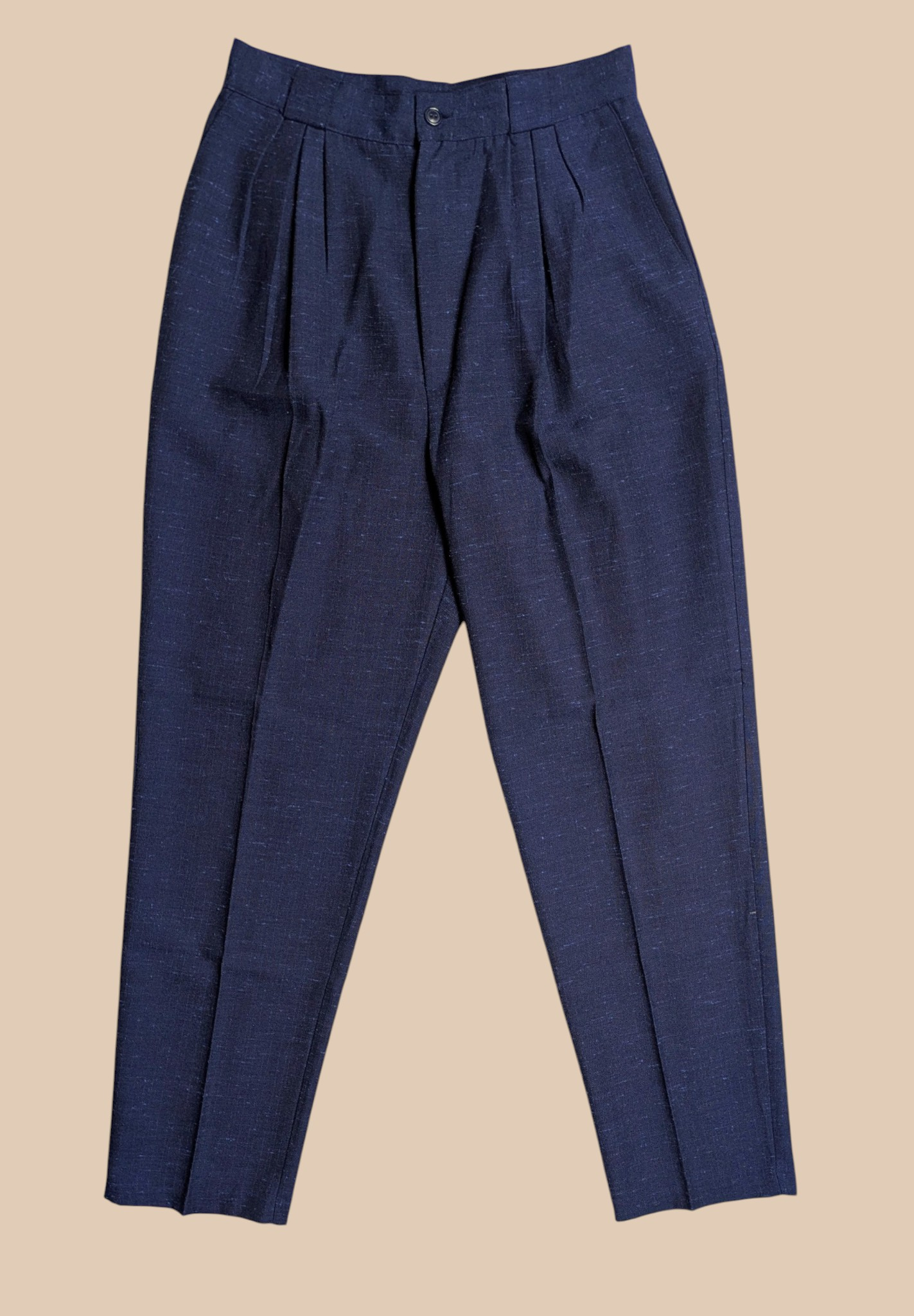80s Jennifer Collins Navy Pleated Front Trousers