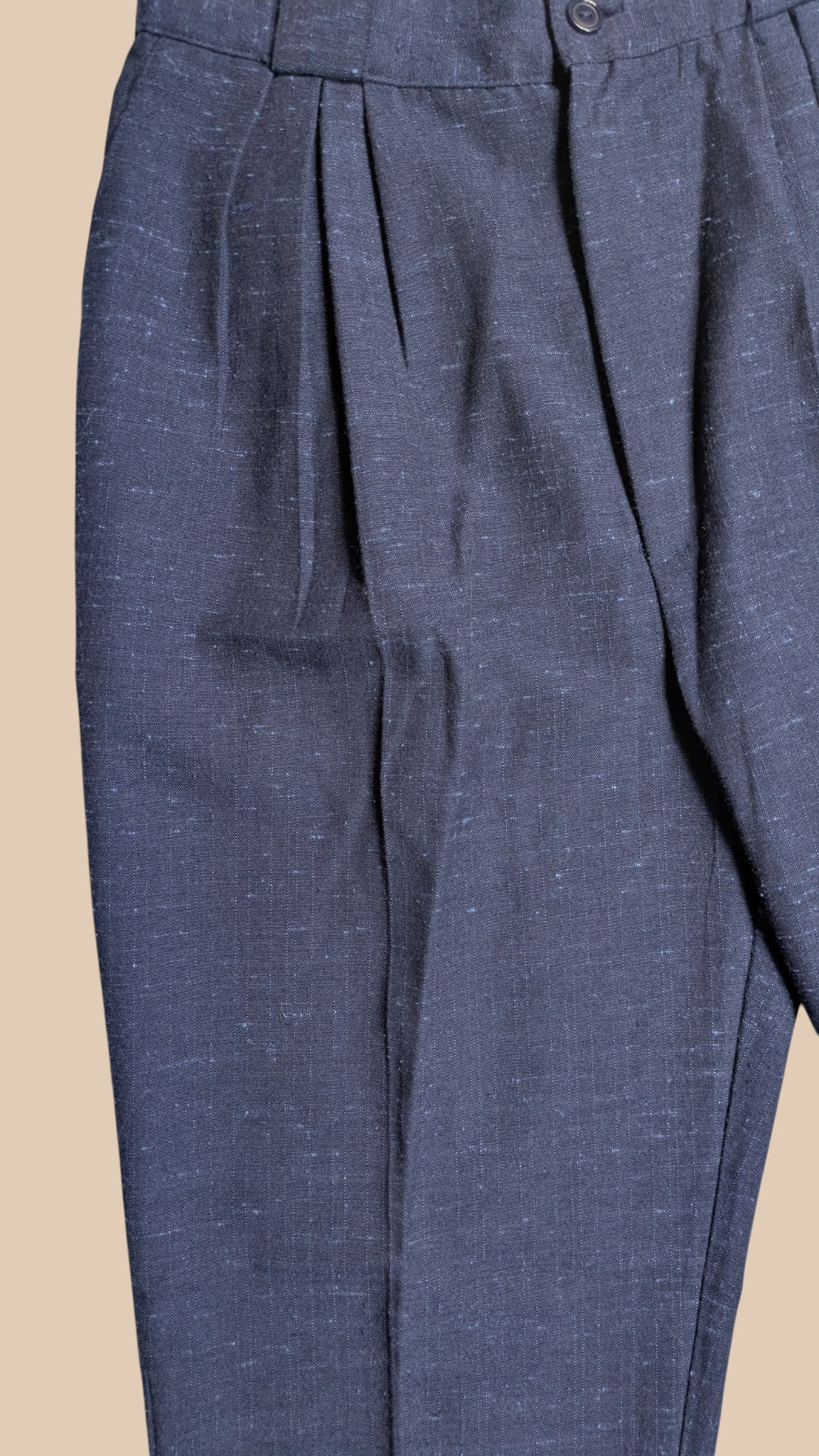 80s Jennifer Collins Navy Pleated Front Trousers