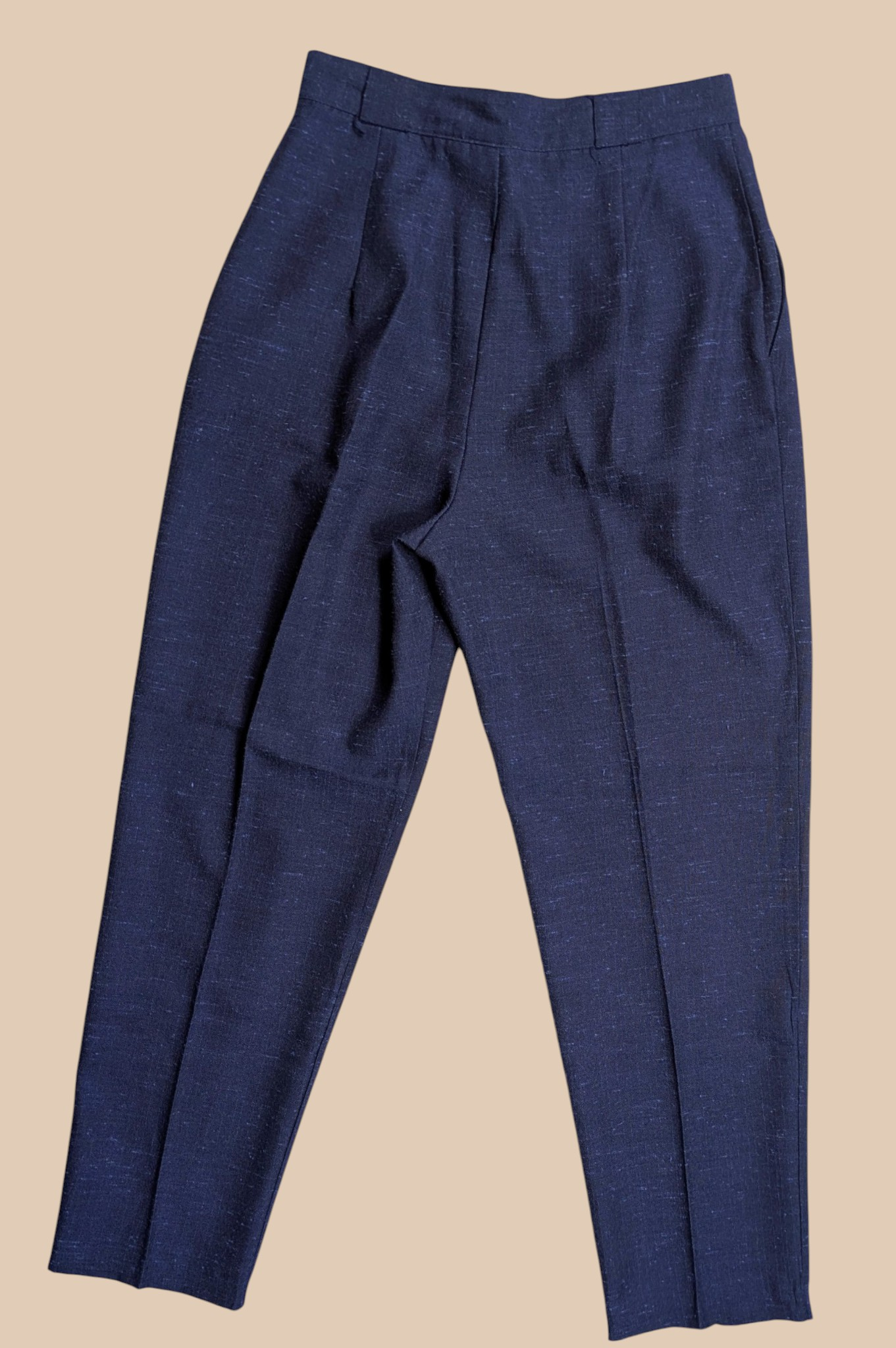 80s Jennifer Collins Navy Pleated Front Trousers