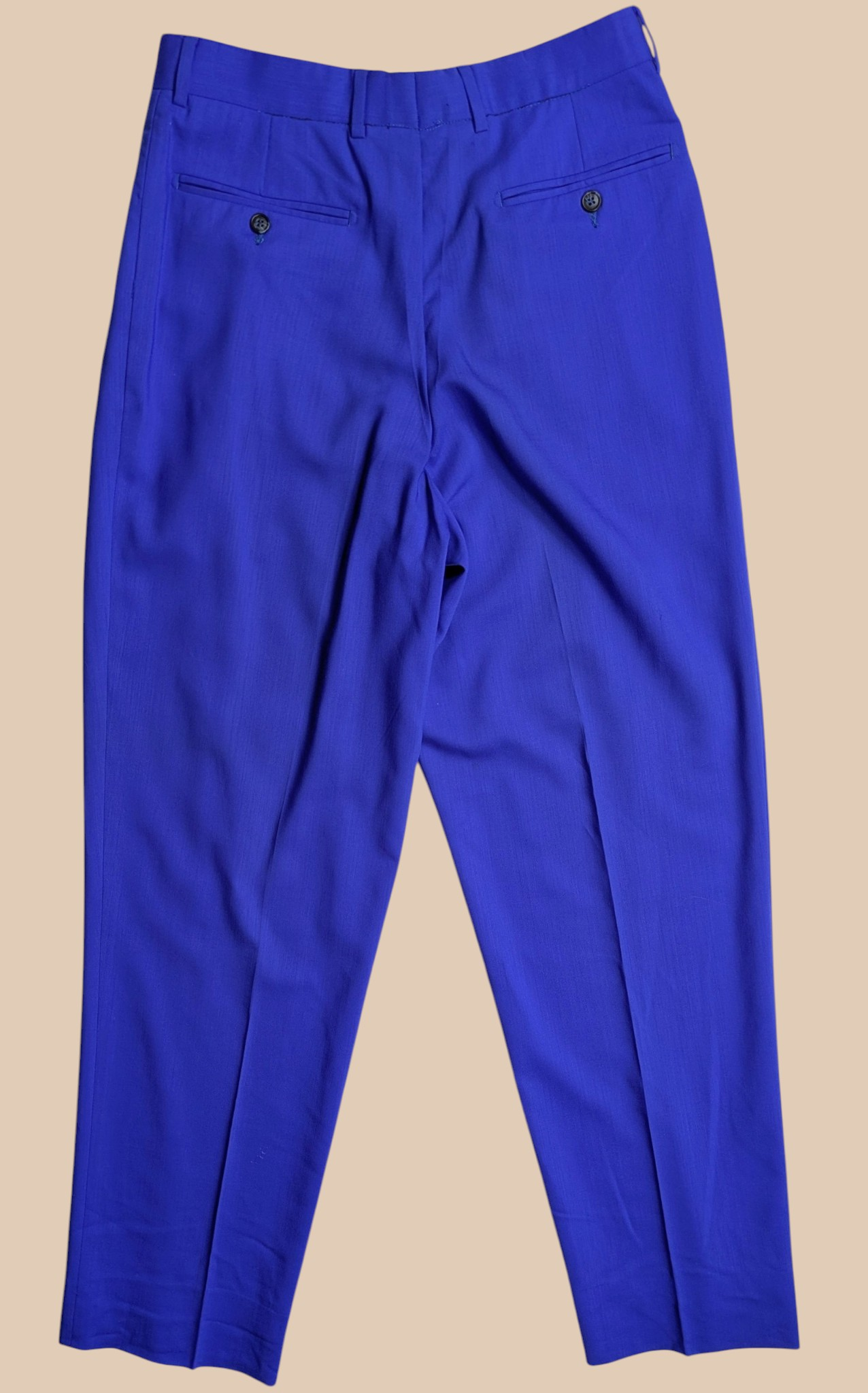 80s Lanificio Di Tollegno Super 100's Cobalt Blue Pleated Front Trousers