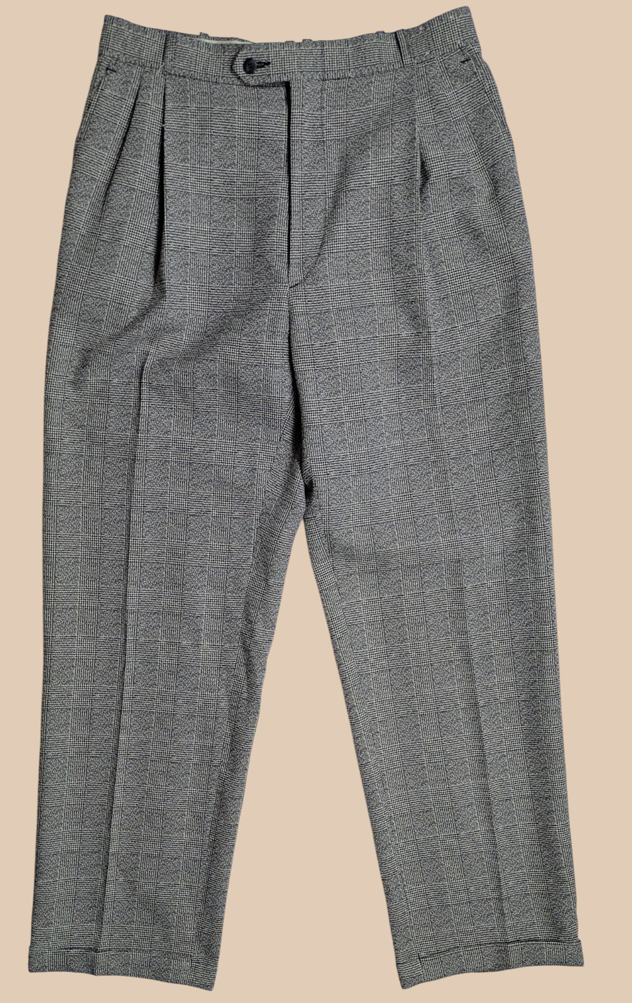 90s Gray Wool Glen Plaid Suit