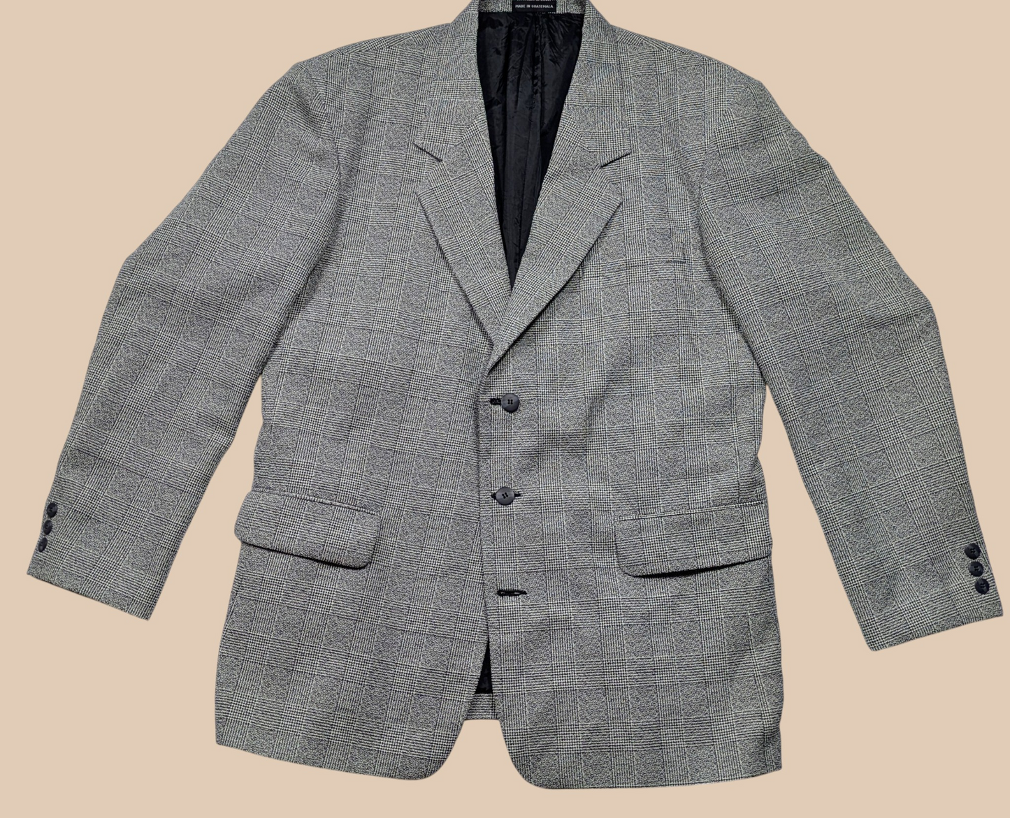 90s Gray Wool Glen Plaid Suit