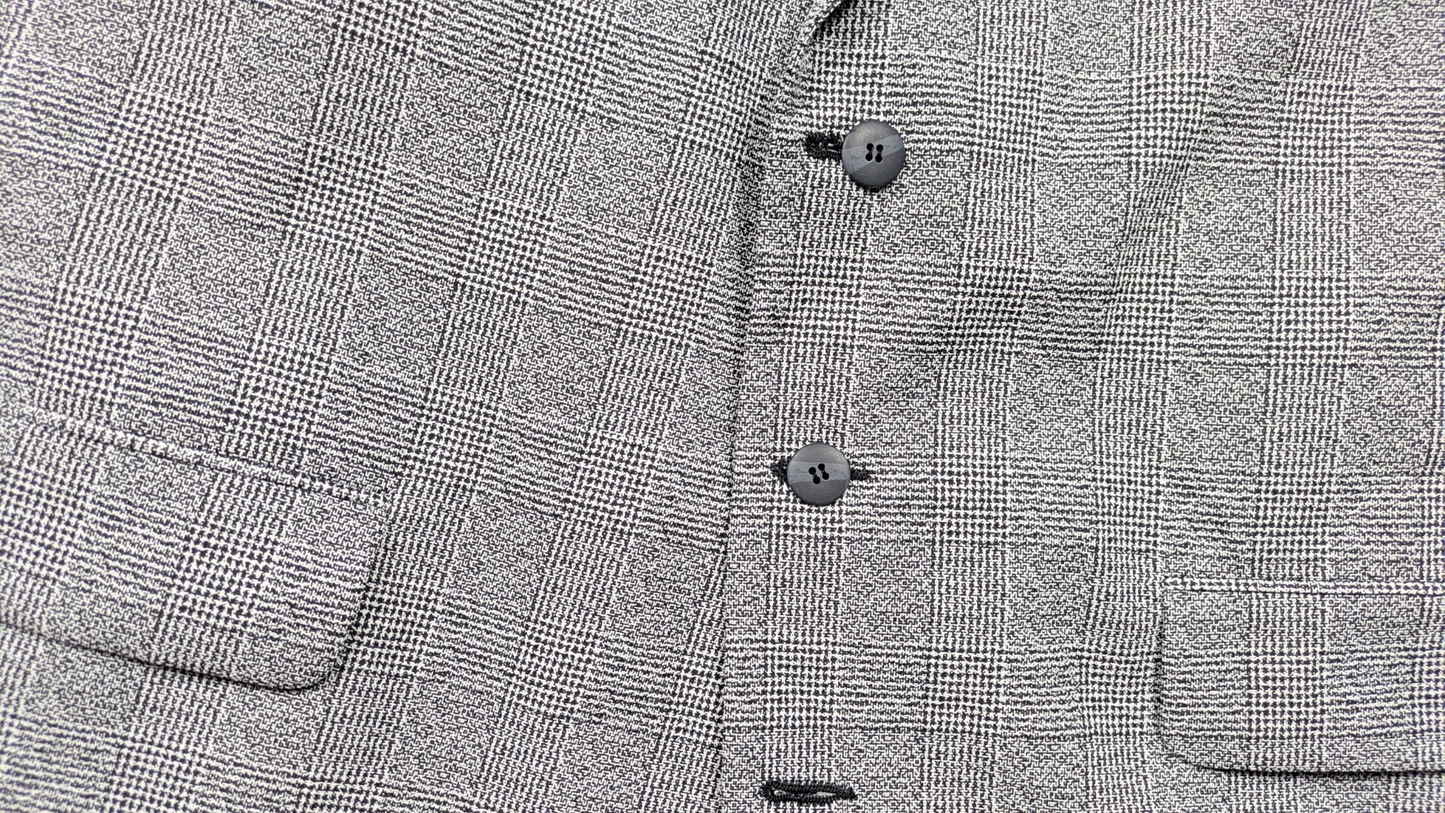 90s Gray Wool Glen Plaid Suit