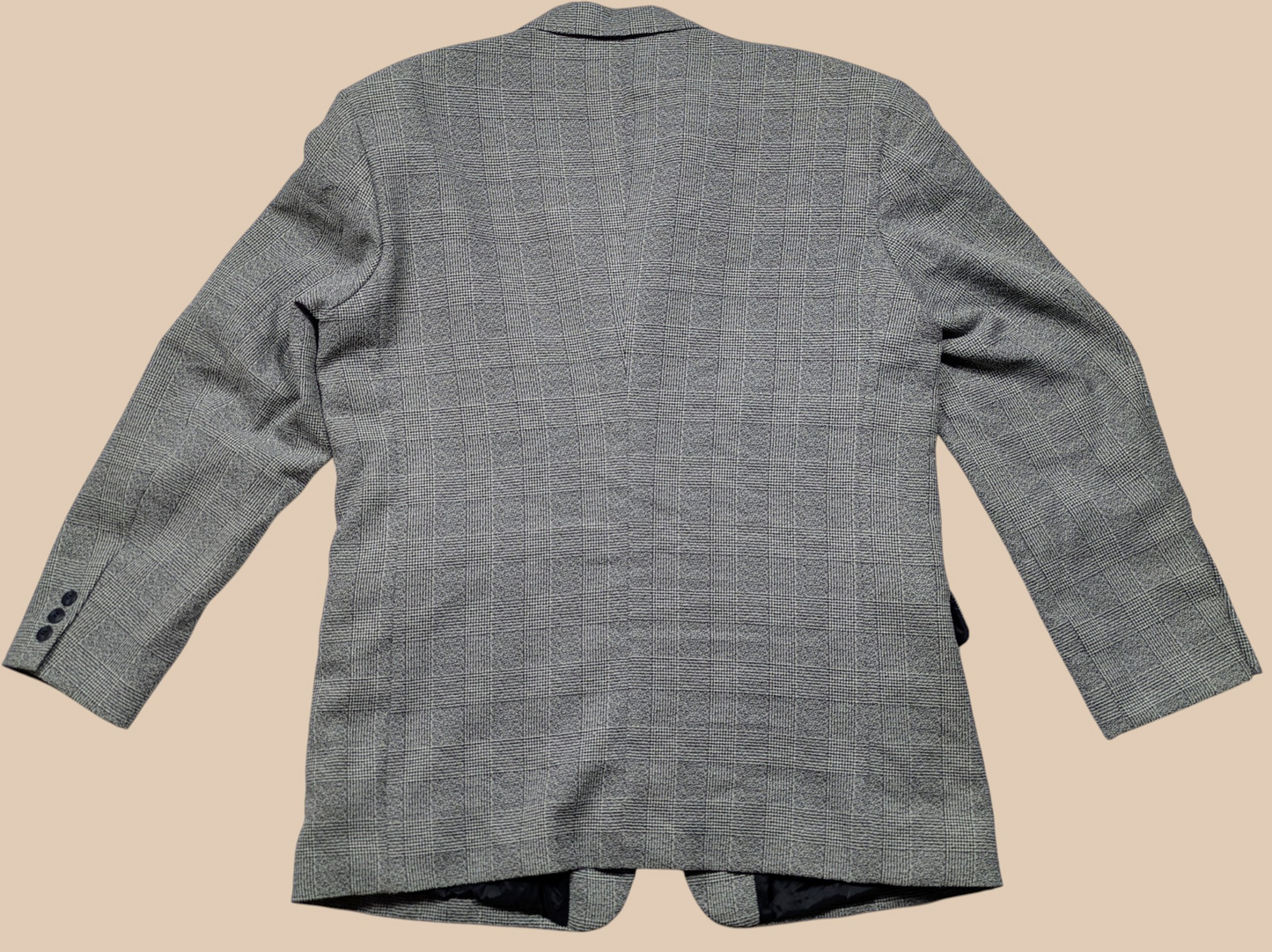 90s Gray Wool Glen Plaid Suit