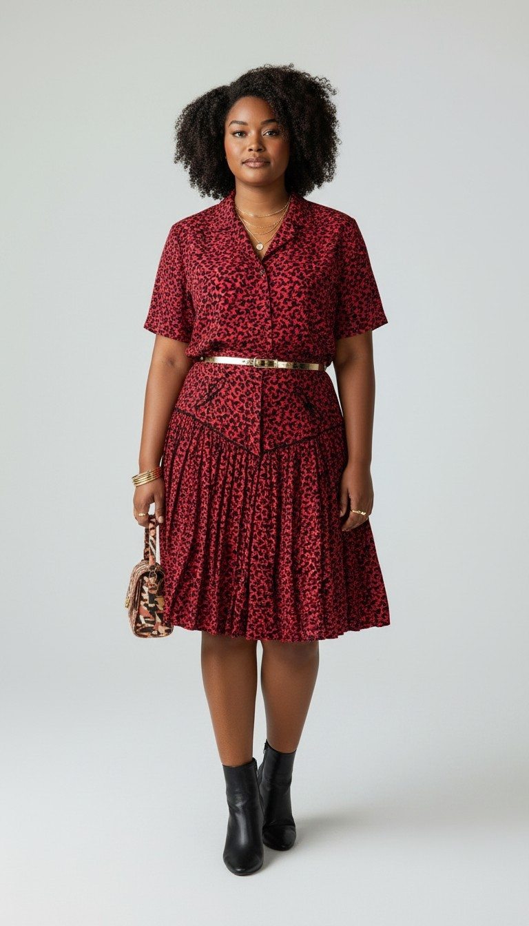 80s SK & Company Animal Print Skirt Set
