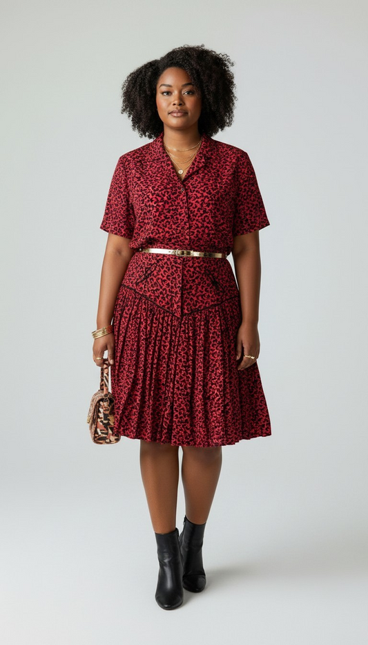 80s SK & Company Animal Print Skirt Set