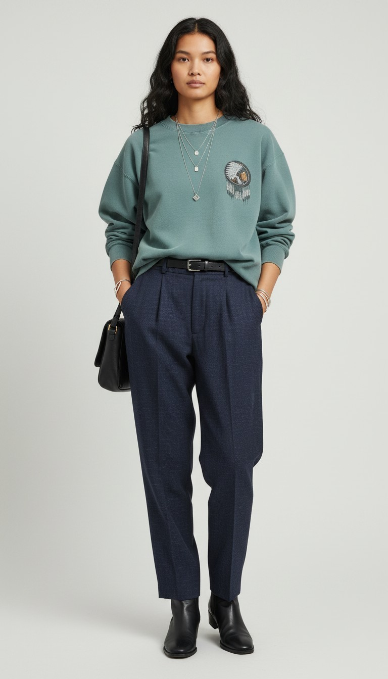 80s Jennifer Collins Navy Pleated Front Trousers