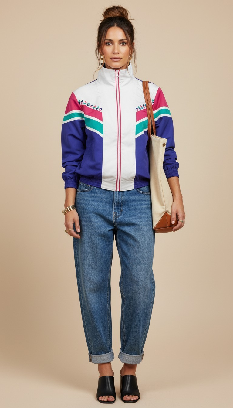 80s Alfred Dunner Diamond Print Colorblock Jacket