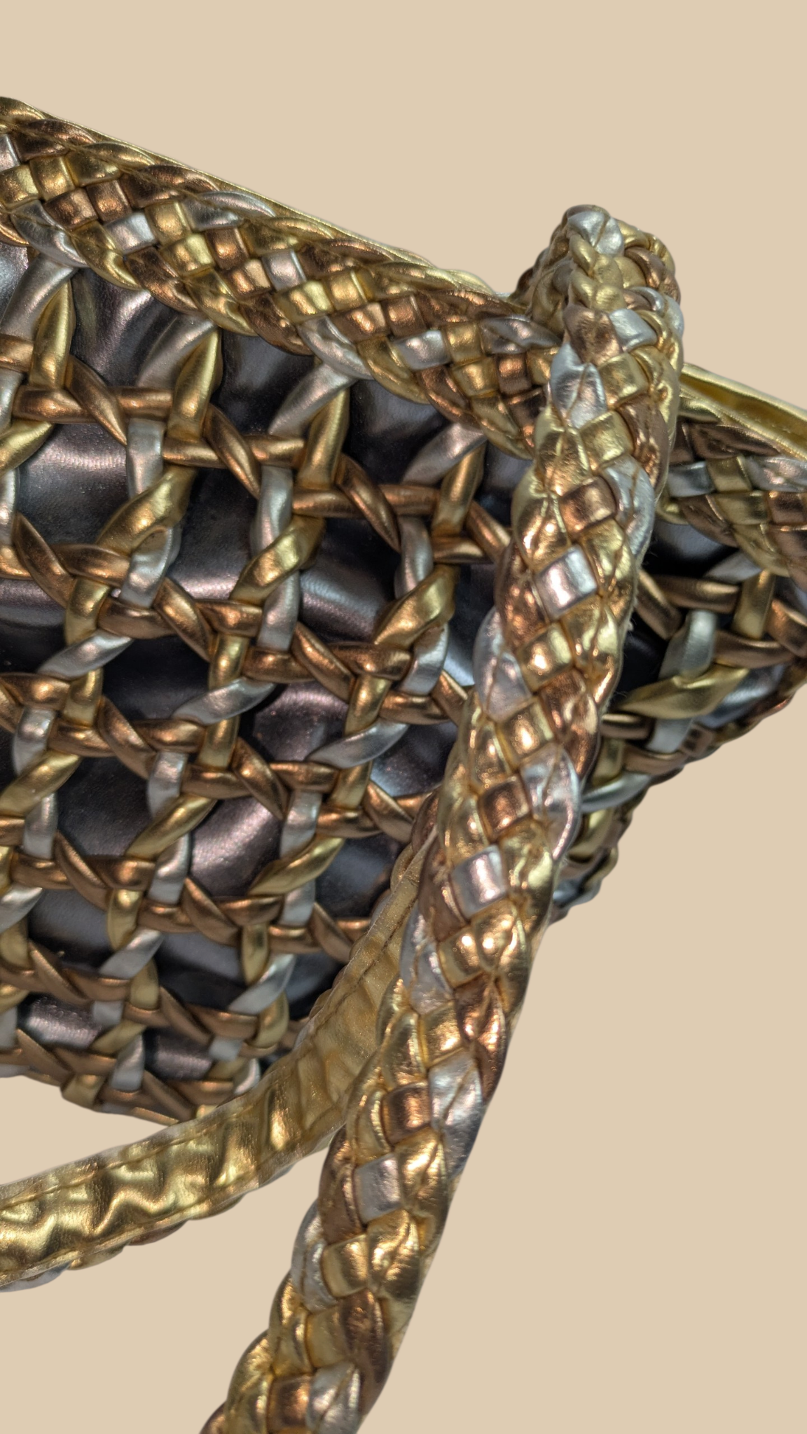 80s Mixed Metal Woven Shoulder Bag