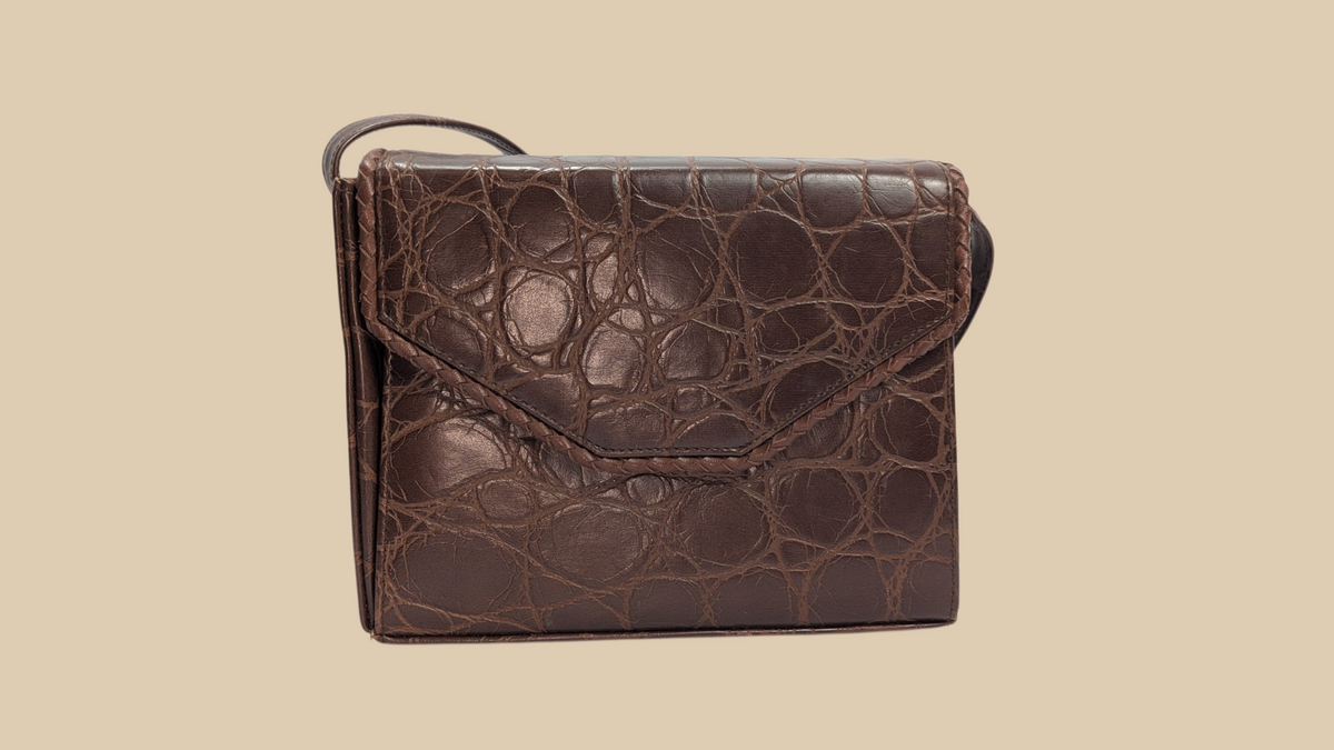 90s Crocodile Textured Crossbodu Bag