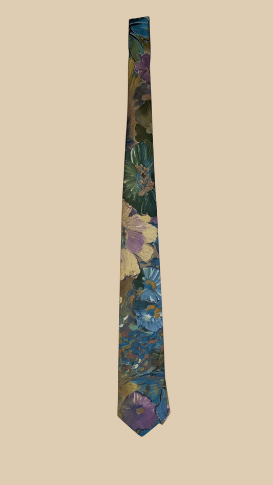 80s Floral Silk Necktie