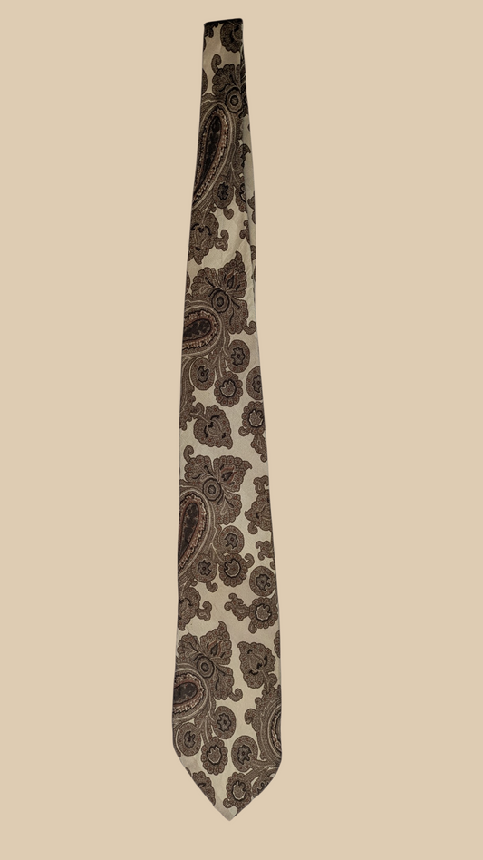 80s Zachry Atlanta by Courchevel Paisley Print Silk Necktie