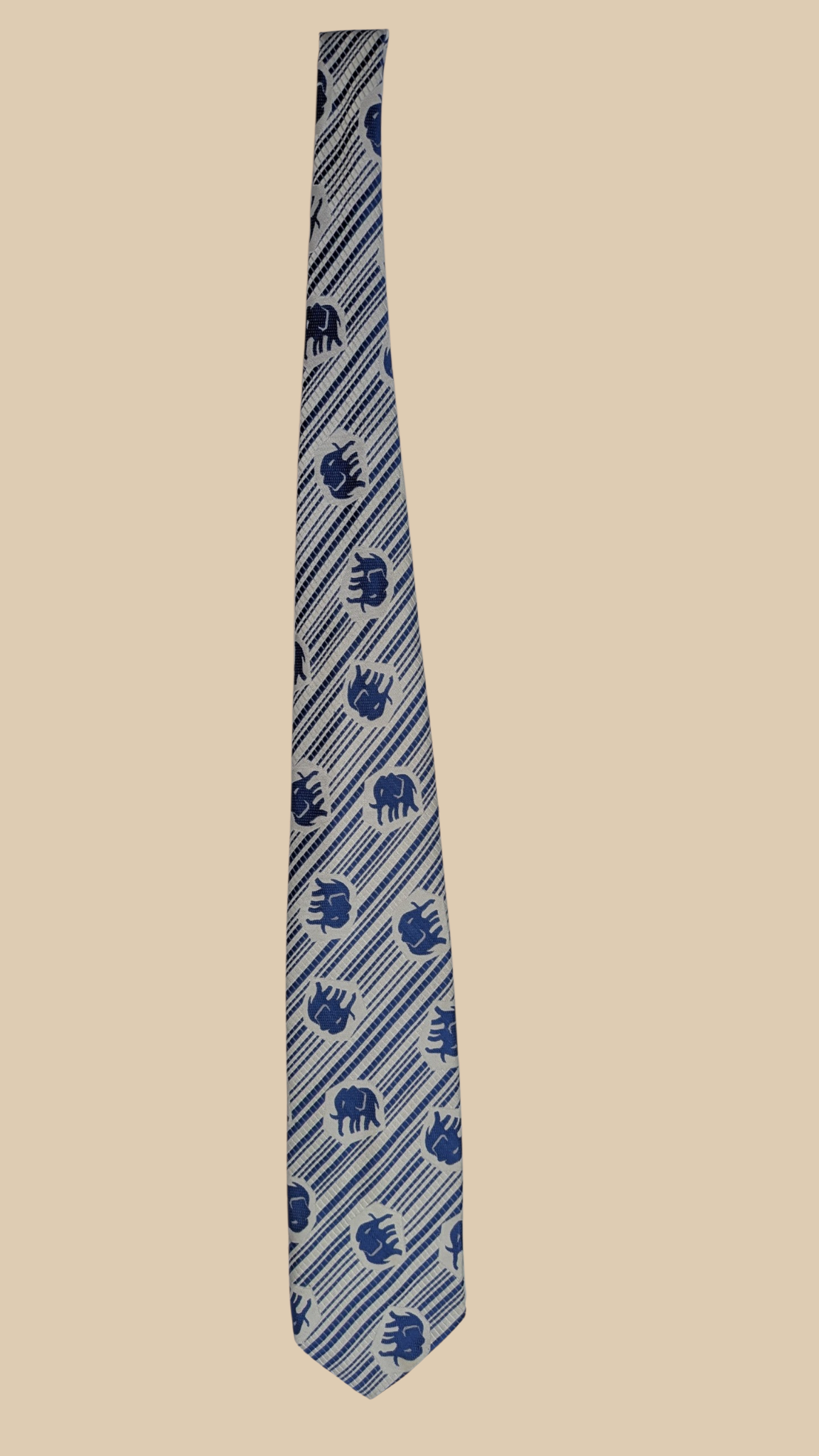 80s Silk Elephant Print Necktie