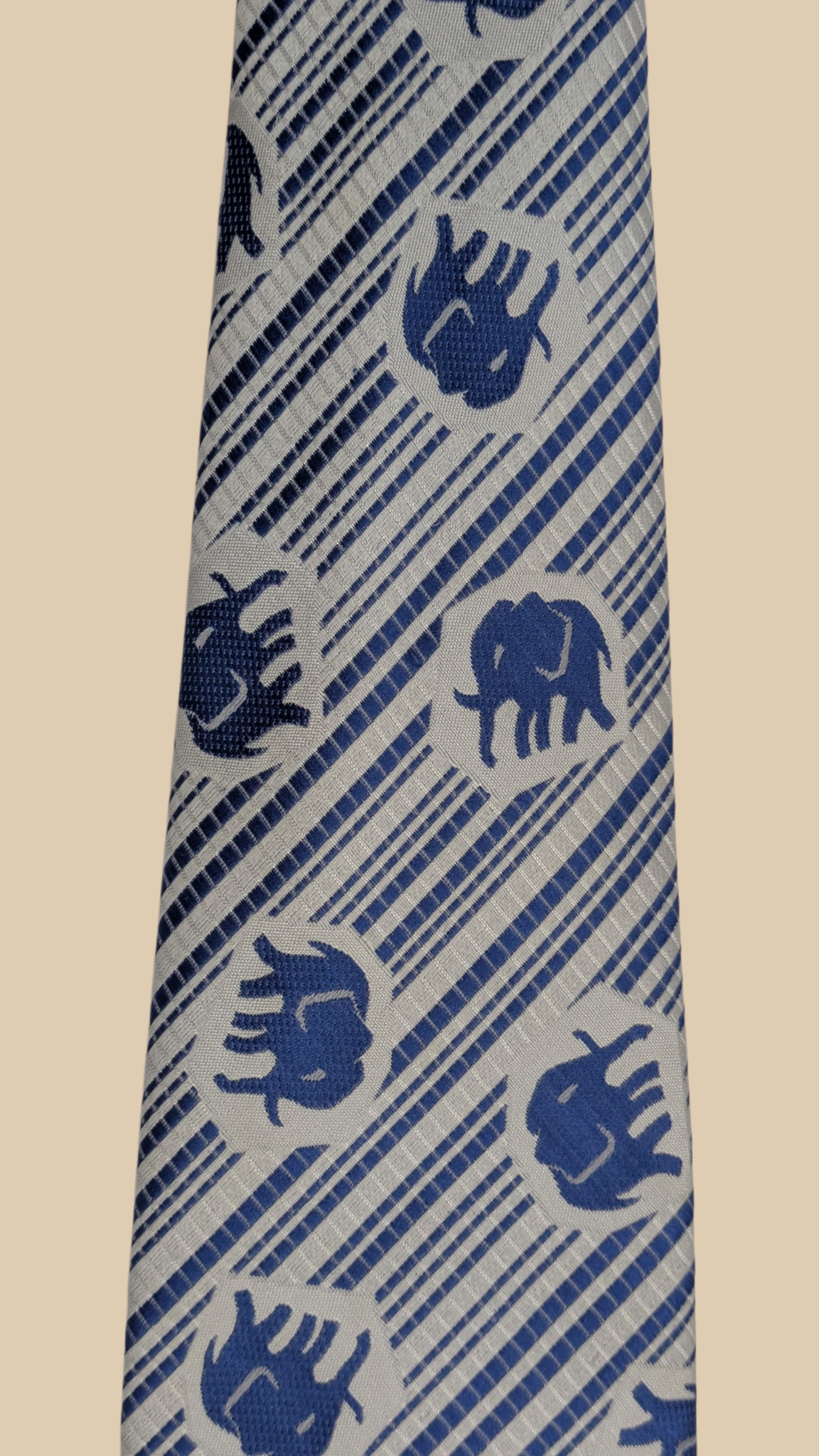 80s Silk Elephant Print Necktie