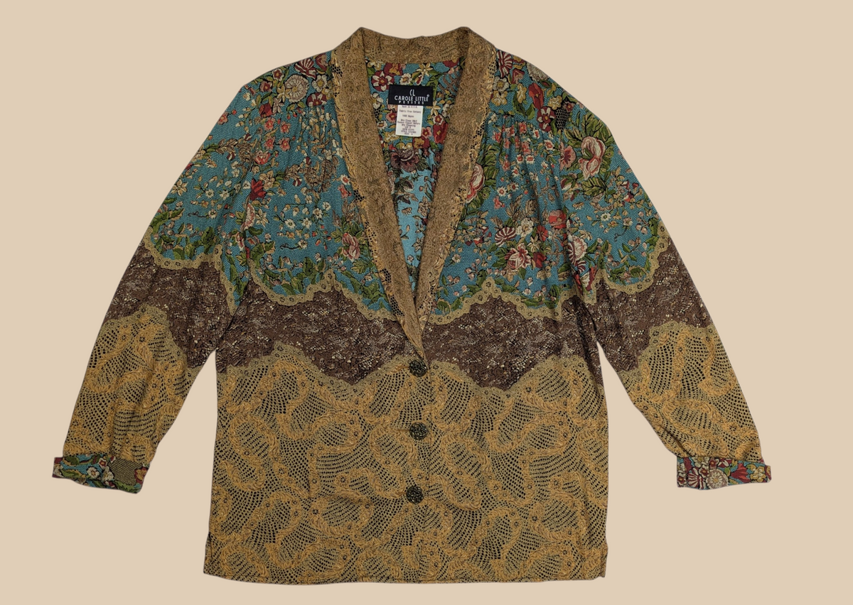 80s CL Carole Little Petite Mixed Pattern Blazer