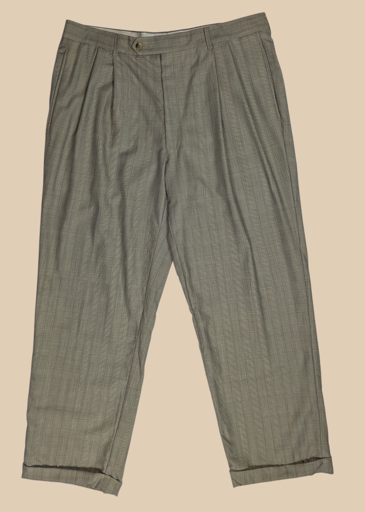 80s JoS A Bank Plaid Pleated Trousers