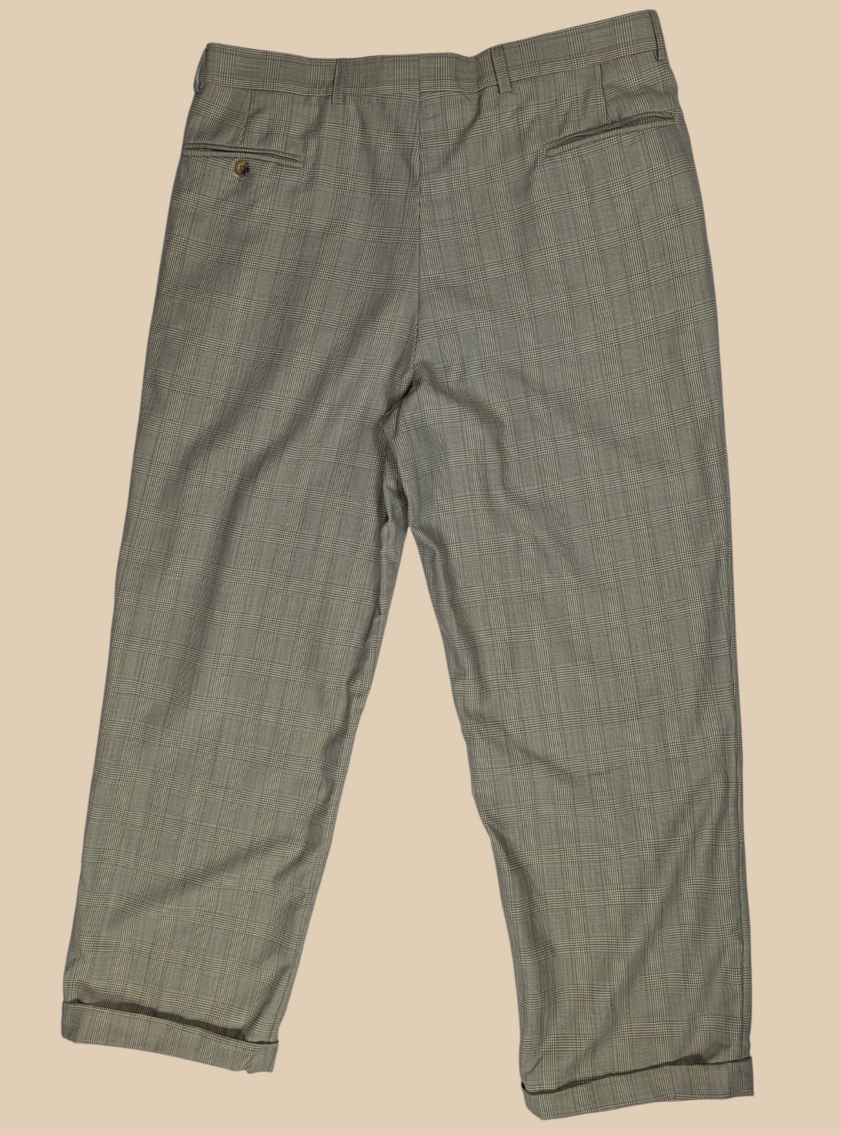 80s JoS A Bank Plaid Pleated Trousers