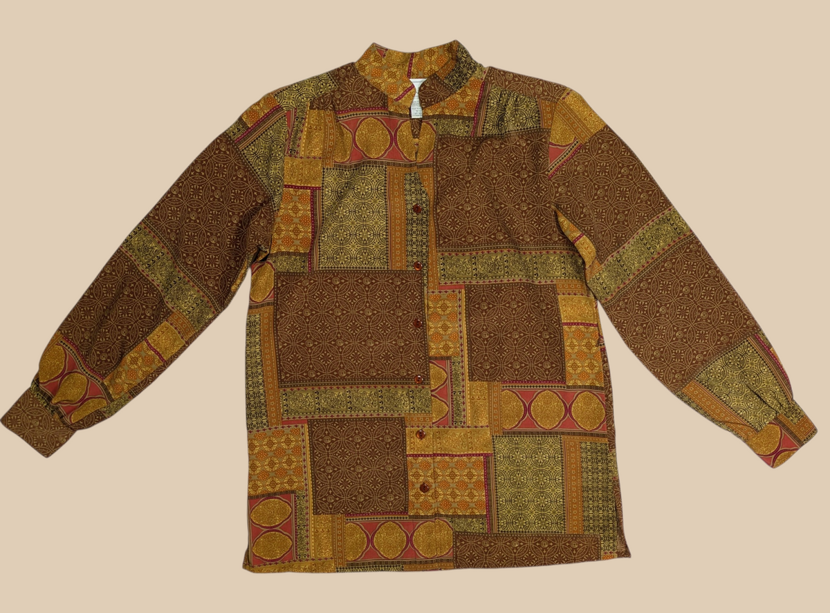 80s JORDAN Earthy Print Blouse