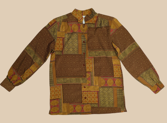 80s JORDAN Earthy Print Blouse