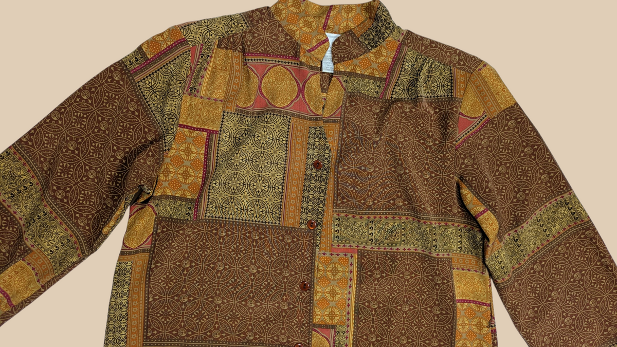 80s JORDAN Earthy Print Blouse