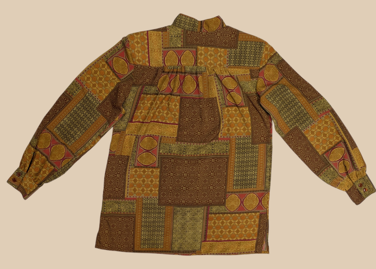 80s JORDAN Earthy Print Blouse