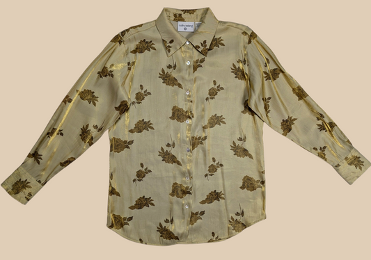 90s Kathy Ireland Gold Floral Blouse