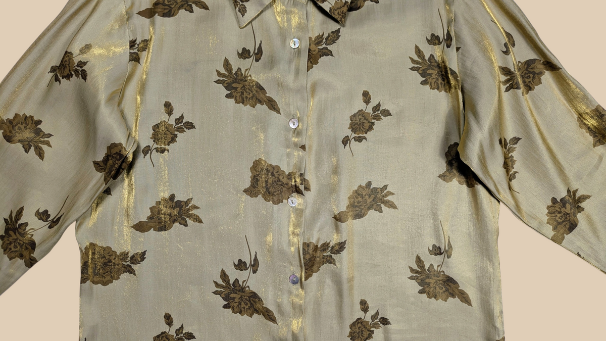 90s Kathy Ireland Gold Floral Blouse