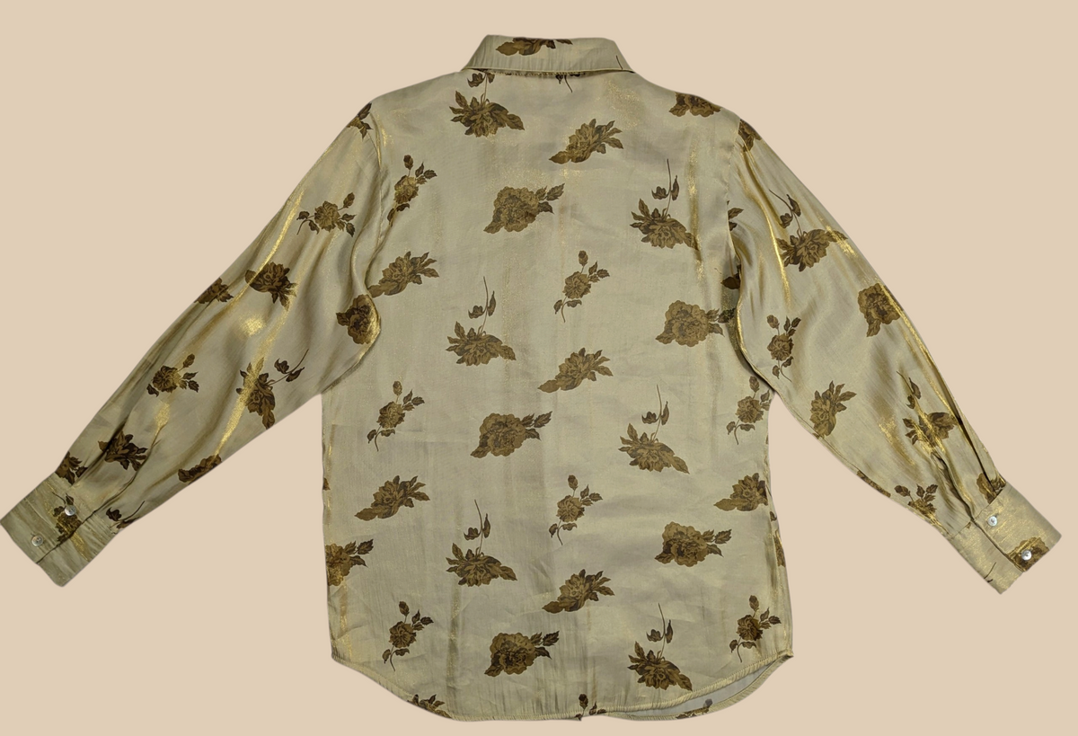 90s Kathy Ireland Gold Floral Blouse