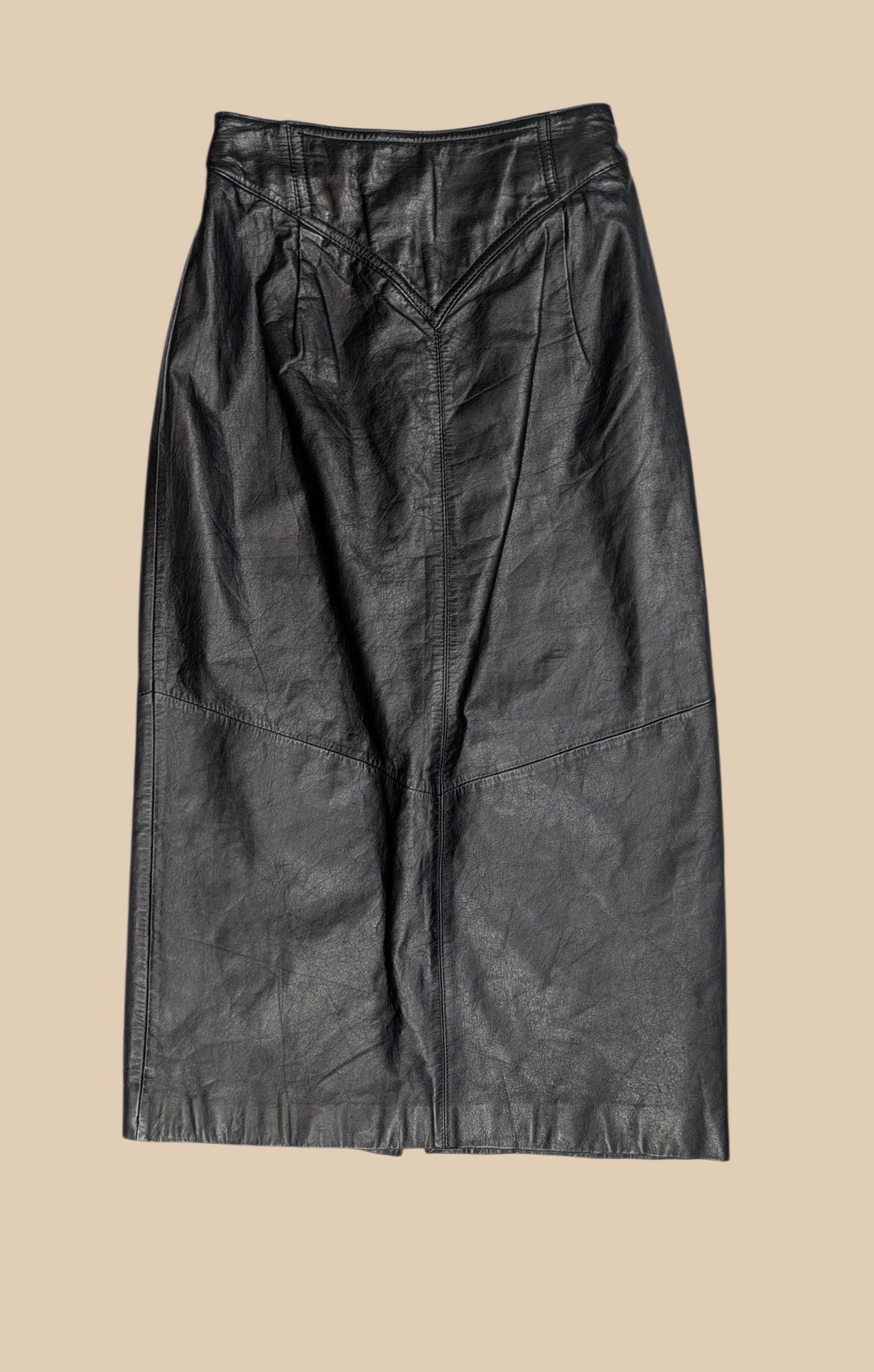 80s Leather Midi Skirt